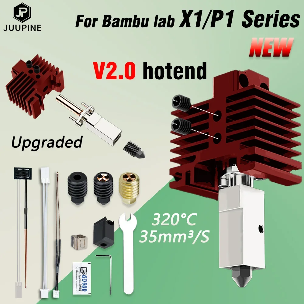 V2 For Bambu Lab Hotend  With Nozzle X1 X1Carbon Bi Metal Heatbreak CHT Nozzle P1P Thermistor Fit Bamboo Bambulabs P1S hotend