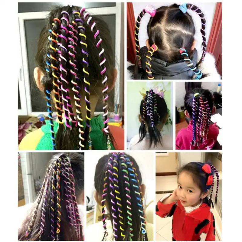 

Rainbow Color Hair Braiding Long Spiral Headbands Hair Bands Braid Cute Hair Styling Tool Kids Fashion Hair Ornament Accessories