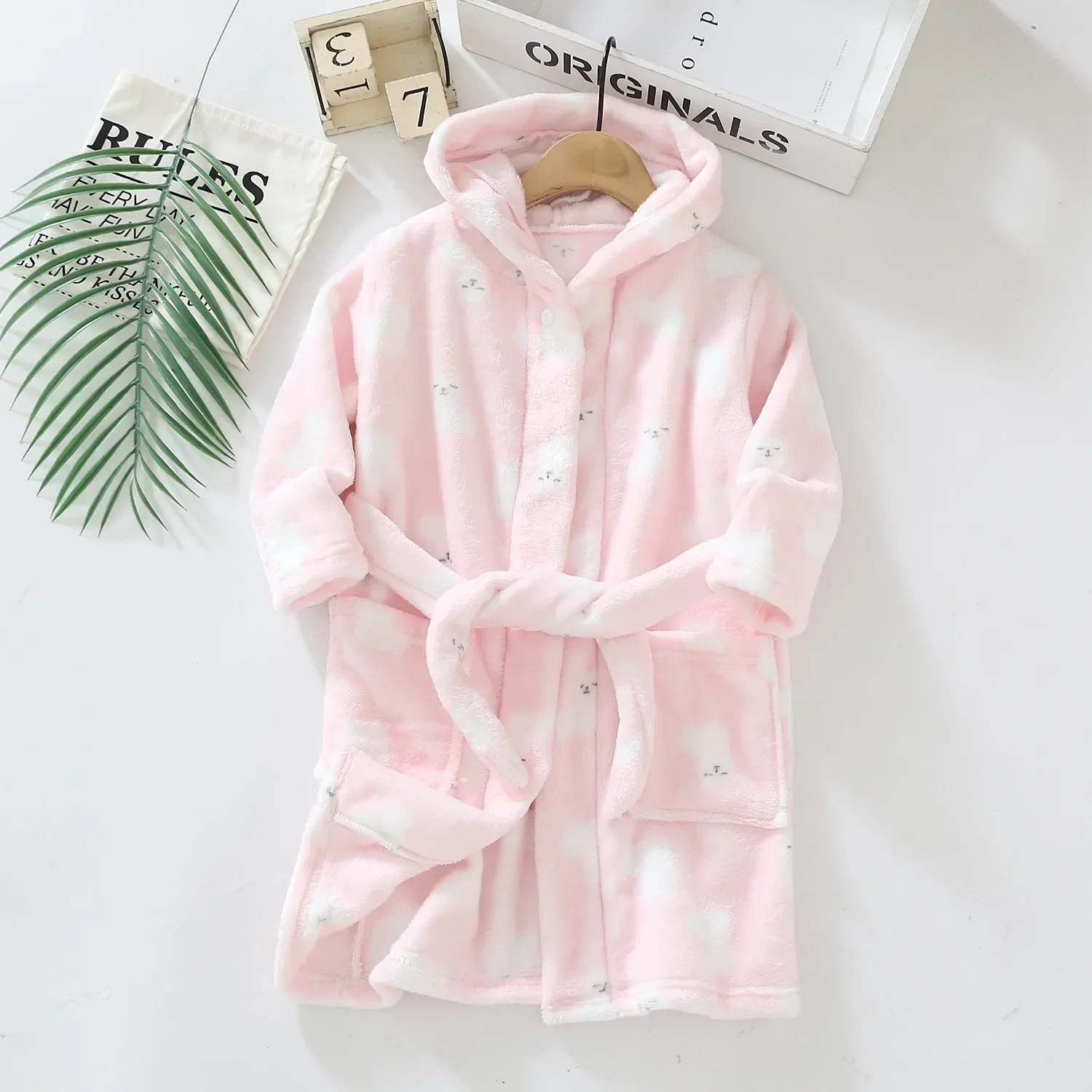 Child Bathrobe Kids Robe Long Sleeve Hooded Cartoon Panda Spring Autumn Boys Girls