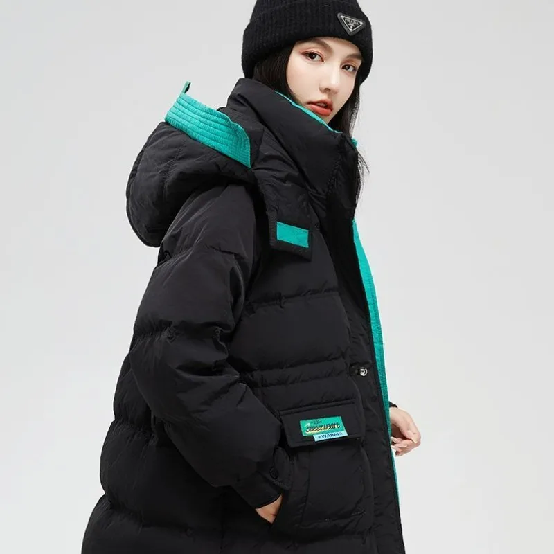 2024 New Women Down Jacket Winter Coat Female Mid Length Version Parkas Loose Thick Warm Outwear Hooded Leisure Time Overcoat