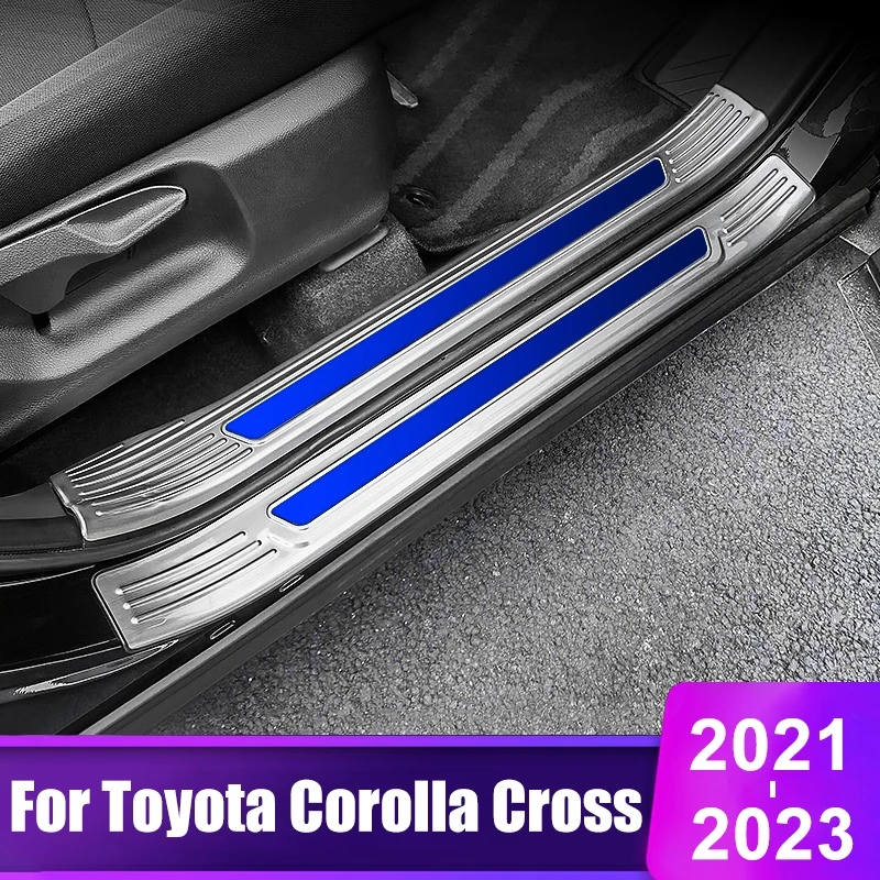 Per Toyota Corolla Cross Xg10 2021 2022 2023 Hybrid Car Door Sill Scuff Plate Cover Welcome Pedal Trim Pad Accessori