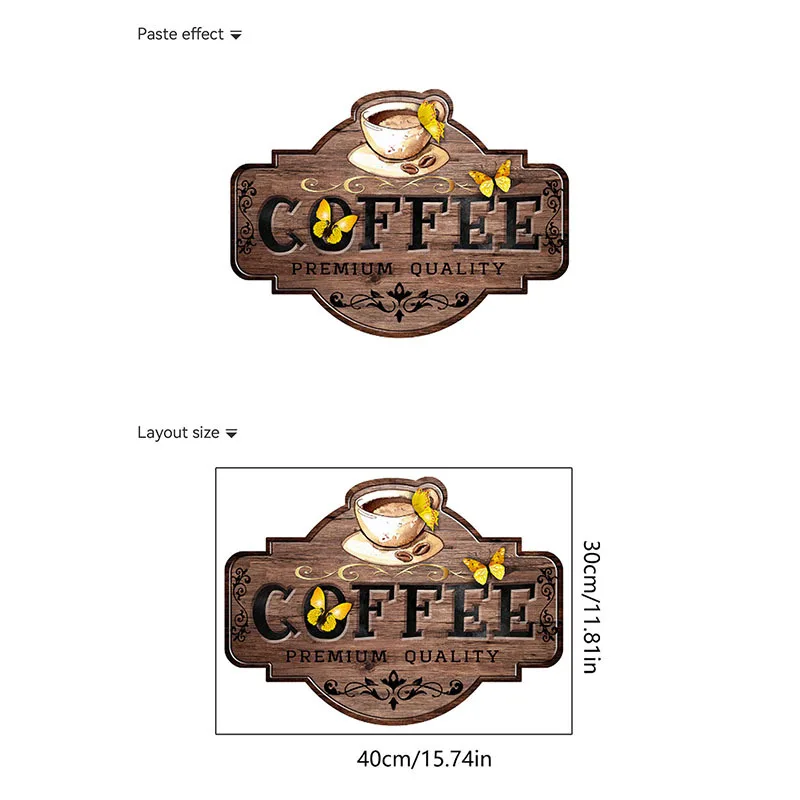 Wall Stickers 1pc Cartoon Wall Sticker Coffee Removable Waterproof Vinyl Waterproof Sticker Suitable For Kitchen Restaurant Cafe Decoration