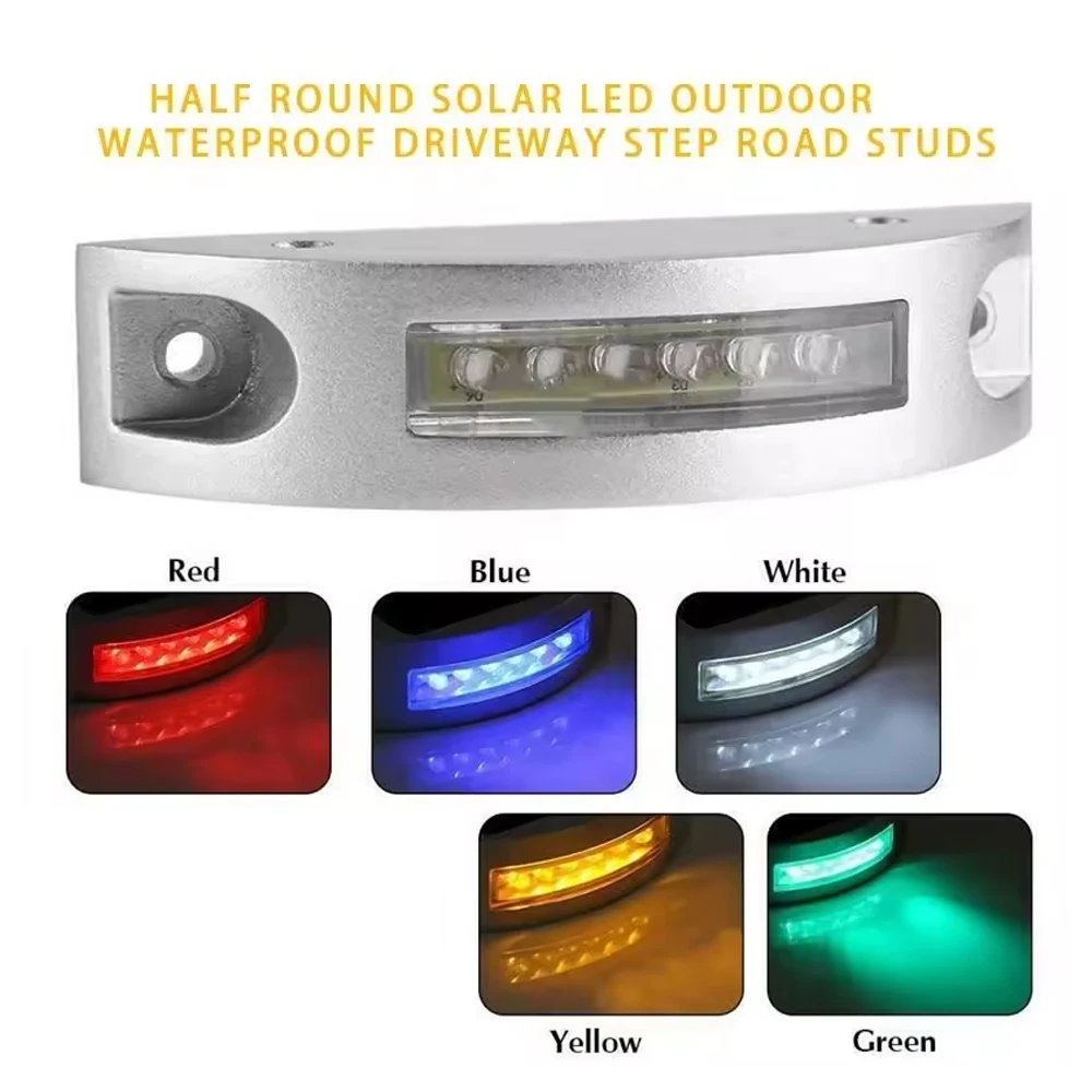 Waterproof Lifepo4 Powered Aluminum Deck Dock Synchronous Long Visible Range Cat Eyes Crescent Shaped Solar Road Stud