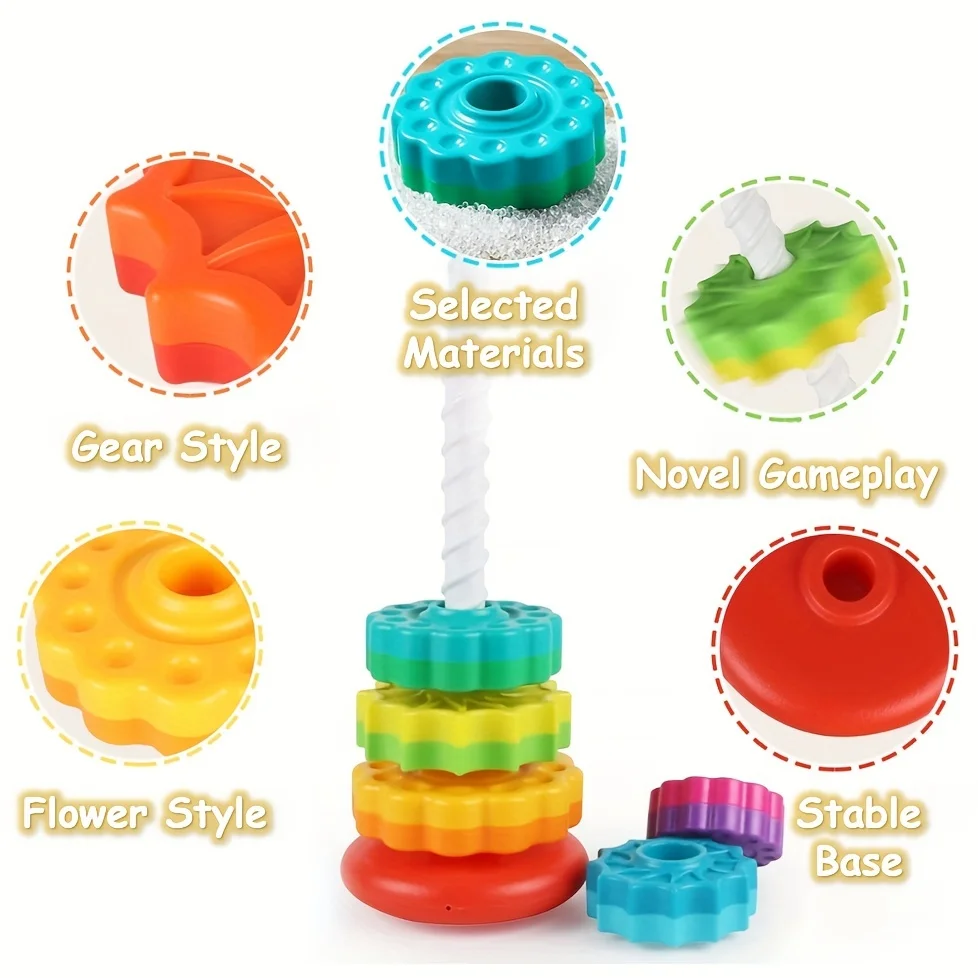 Early Education Toys, Colorful Toys, Rotating Rainbow Tower, Birthday Gifts for Children, Holiday Surprises 4