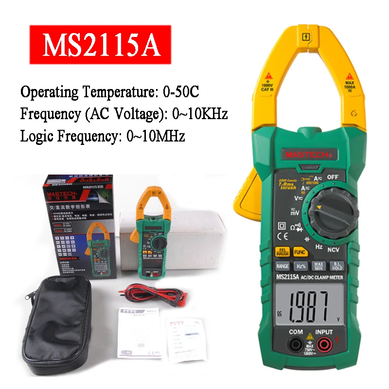 MASTECH-MS2115A-Digital-Clamp-Meters-Multimeter-True-RMS-Voltage ...