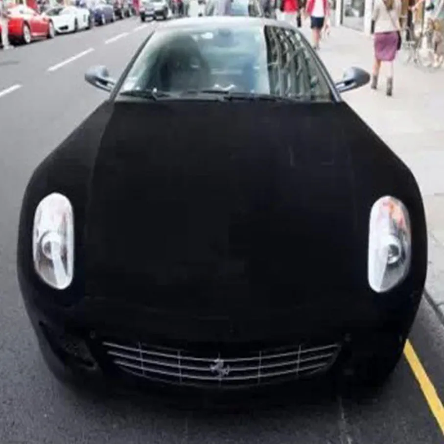 

1,52*15 м/рулон, черная Автомобильная бархатная пленка с пузырьками воздуха для автомобильной упаковки, черная бархатная автомобильная пленка, Стайлинг автомобиля