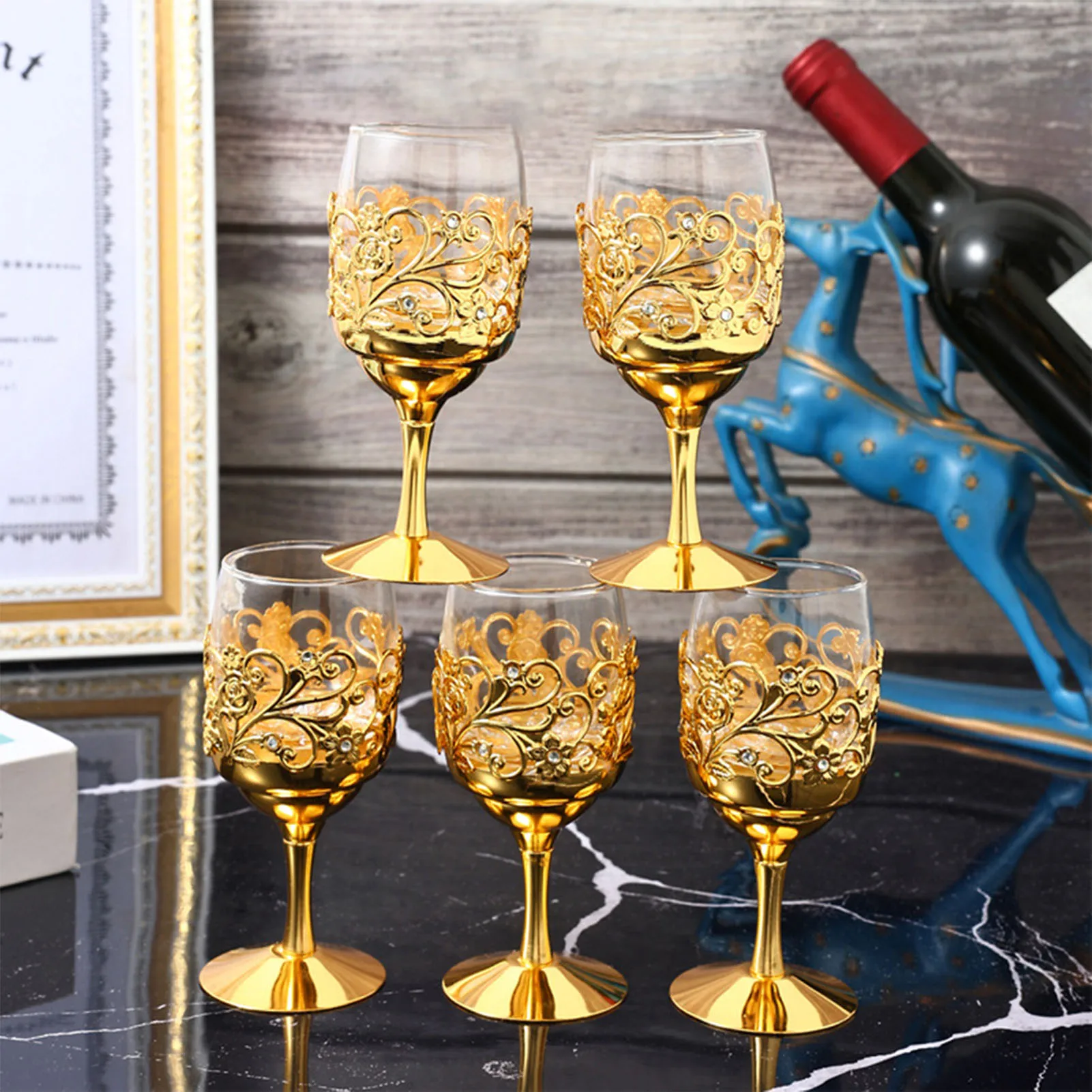 Vintage European Metal Wine Goblet – Gold Engraved 1