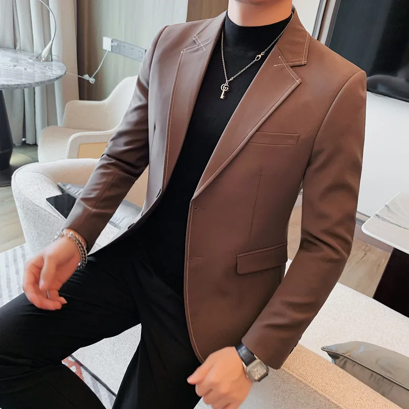 Blazer Hombre High Quality Korean Luxury Clothing Fashion Blazers Jacket For Men Business Casual Two Buttons Suit Coats Black