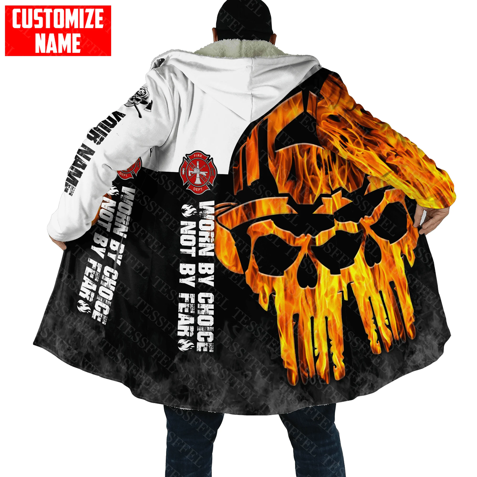 Name Cosplay Firemen Firefighter Skull Tattoo 3DPrint Streetwear Windbreaker Winter Casual Hood Cloak Fleece Hoodies R