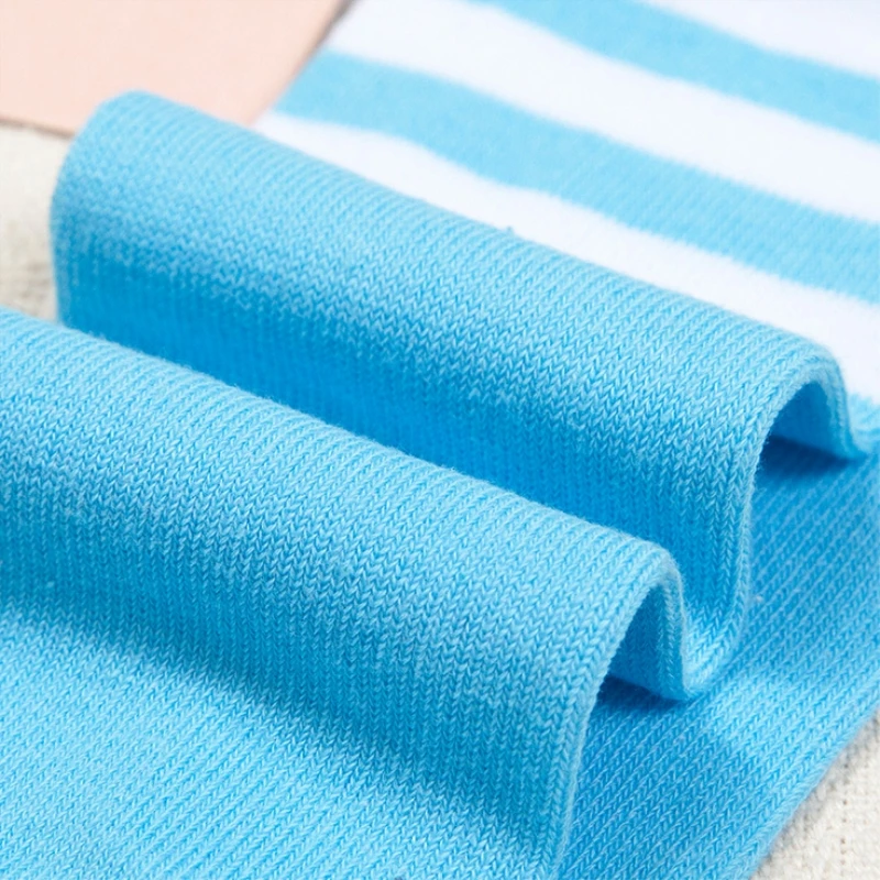 Knee High Socks Children Girls Boys Football Stripes Cotton Athletic Sports White Long Tube Mid-Calf