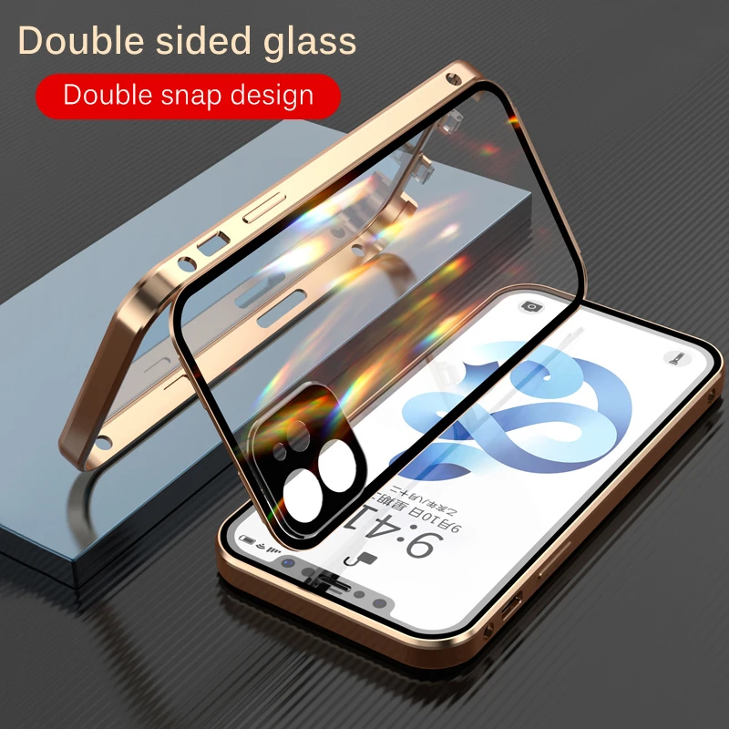 Double Sided Glass Phone Case For iPhone 13 11 Pro Max 7 8 Plus 12 Mini XS X XR Snap On All Inclusive Camera Lens Dustproof Cove motorola cases