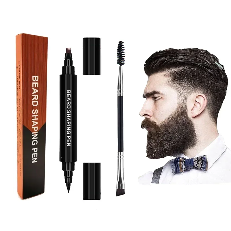 Waterproof Beard Pen Beard Filler Pencil And Brush Enhancer Lasting Repair Moustache Coloring Shaping Tools Hair Pencil