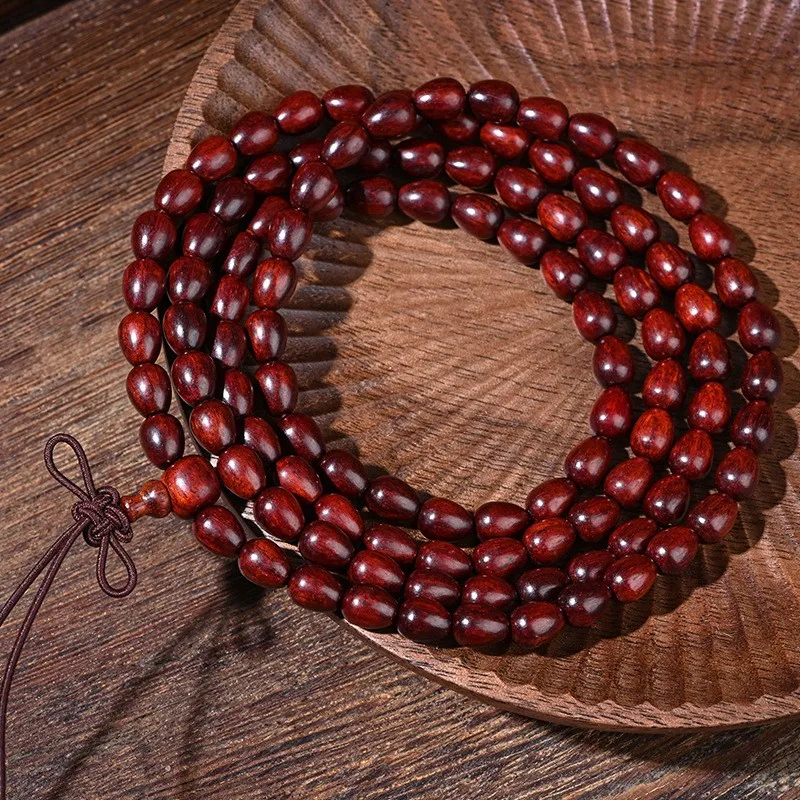 Indian Sandalwood Rosewood 6mmx8mm Necklace Bracelet 99 Beads 108 Beads Precious Wooden Bead Bracelet Yoga Zen