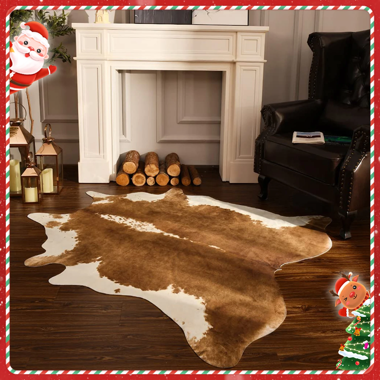 Floor Mat Shaggy Rugs Luxury Premium Cow Print Style Rug Living Room Bedroom Carpet Home Decor Hand Wash Modern Cowhide Cushion Bedside Sofa Floor Mat