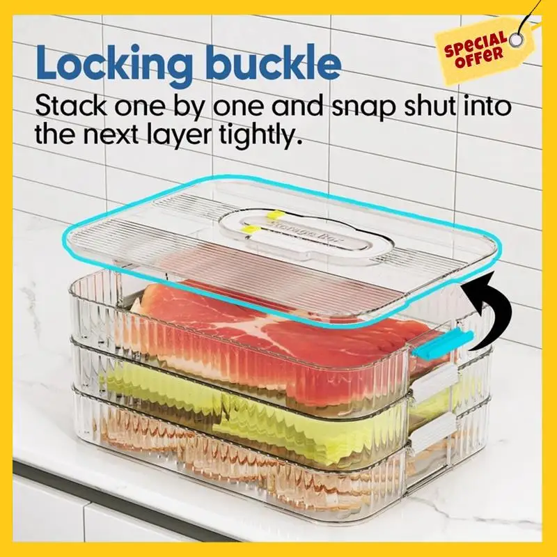 Meat Container For Fridge Organizers And Storage, Lunch Meat Container For Refrigerator Organizing, Containers With Lids Durable