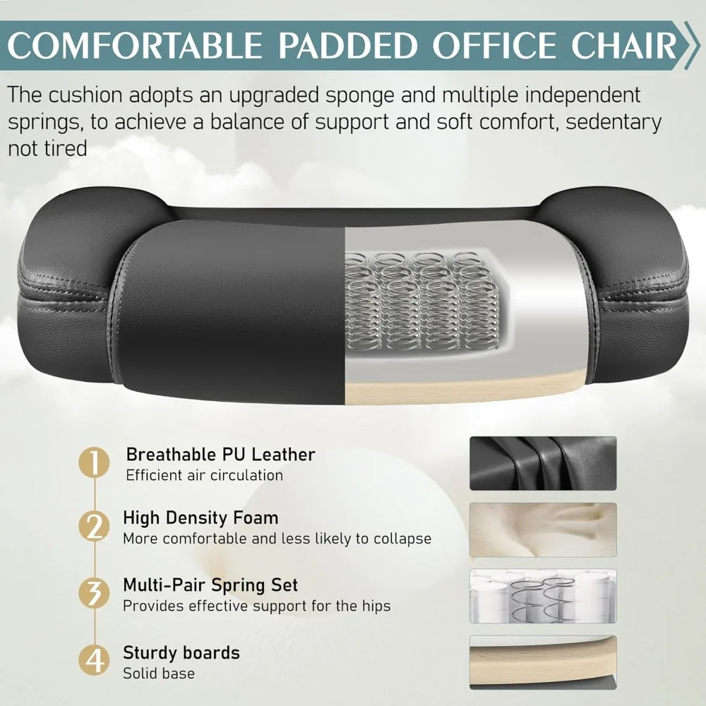 Leather Office Chair, PU Home Computer Desk Chairs with Ergonomic Back Support, 360°Swivel Free，Small Gmaing Chair 5