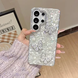 Pearl Butterfly Luxury Shining Love Heart Phone Case - Galaxy S26 (With HD White)