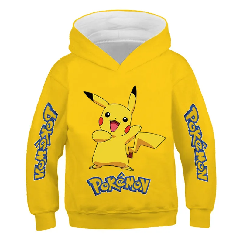 

4-14 Years Kids Cotton Hoodies Pikachu Pokemon Sweatshirt Long Sleeve Children Clothes Boys/Girl Cool Cute Tops Kids Size 4-14T