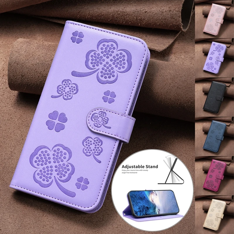 

Wallet Magnetic Leather Case For Huawei Honor 90 Lite 90 Lite X5i X7A X6A Mate 60 Pro 60 Pro Plus Four Leaf Cover Printed Cover