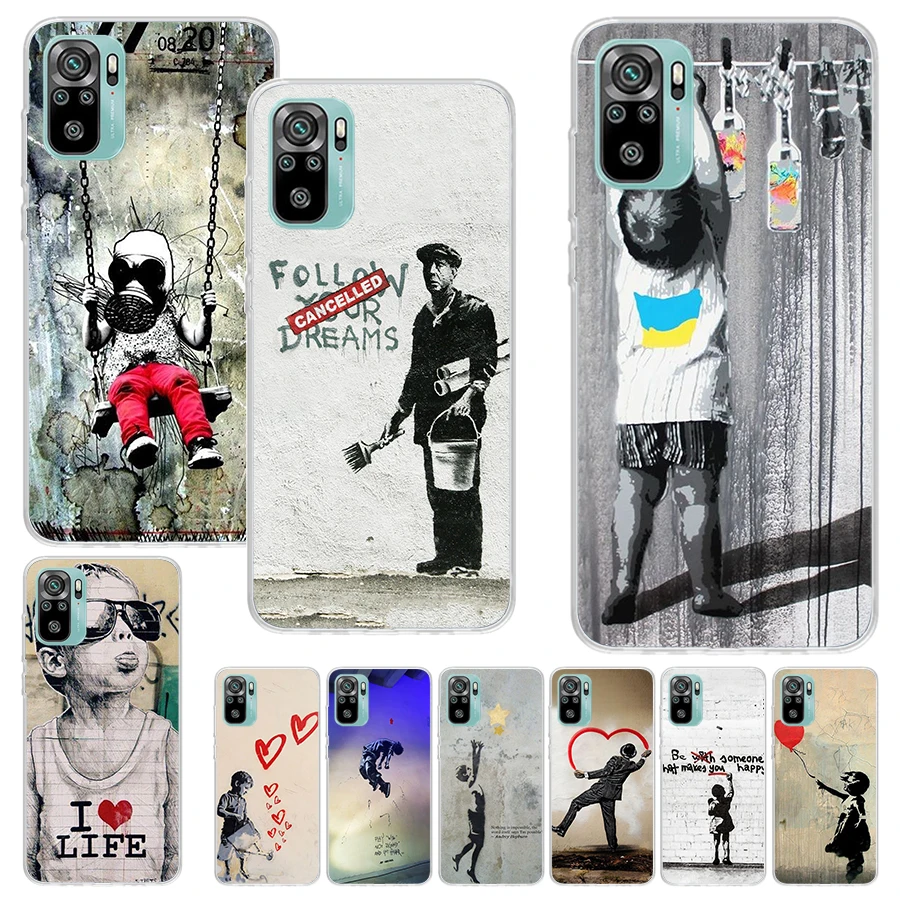 Street Art Banksy Graffiti Print Custodia Morbida Per Xiaomi Redmi Note 12 11S 11T 10S 9S 8T 11 10 9 8 11E Pro Plus 7 Phone Shell Patte
