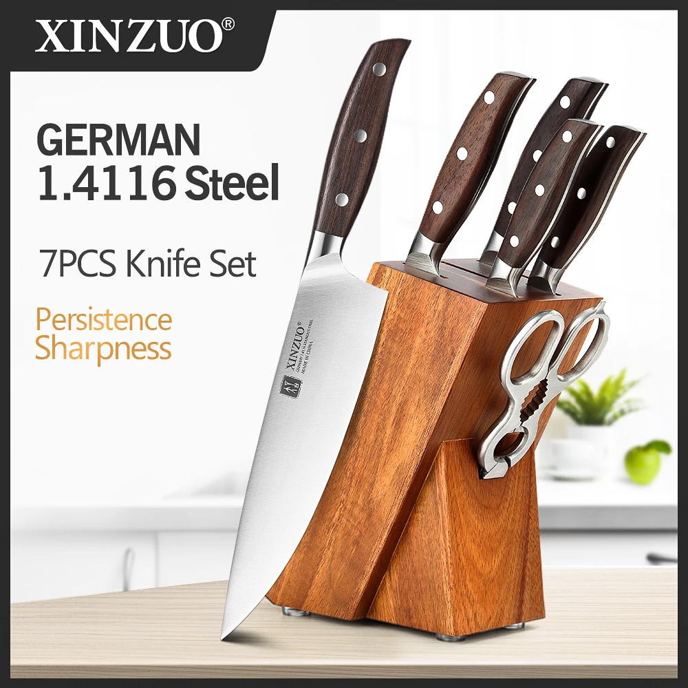 Xinzuo Professional Full 7 Pcs Knife Set German 1.4116 Stainless Steel