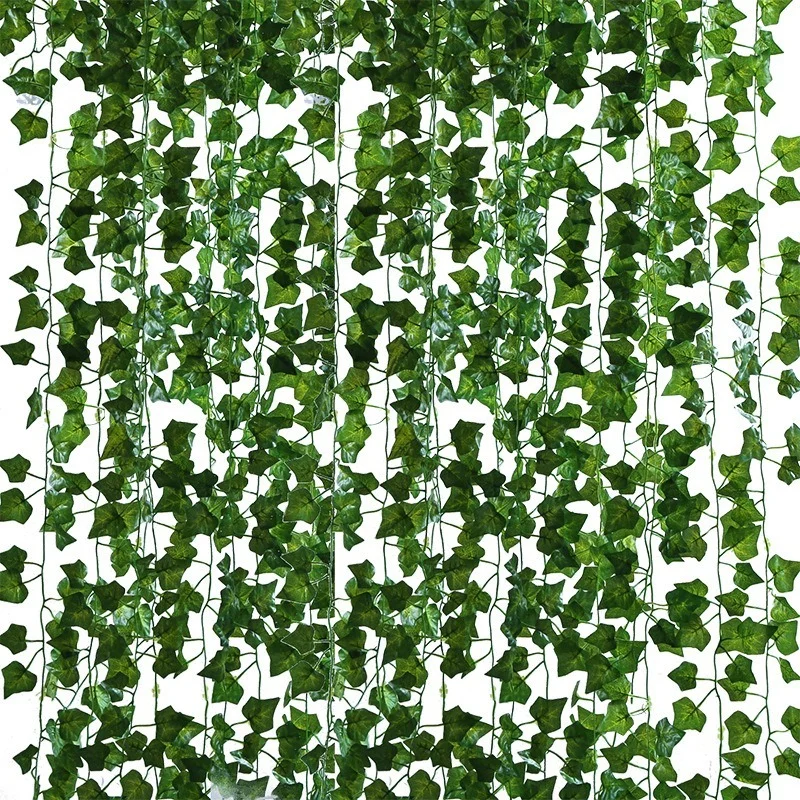 

12pcs 2M Ivy green Fake Leaves Garland Plant Vine Foliage Home Decor Plastic Rattan string Wall Decor Artificial Plants