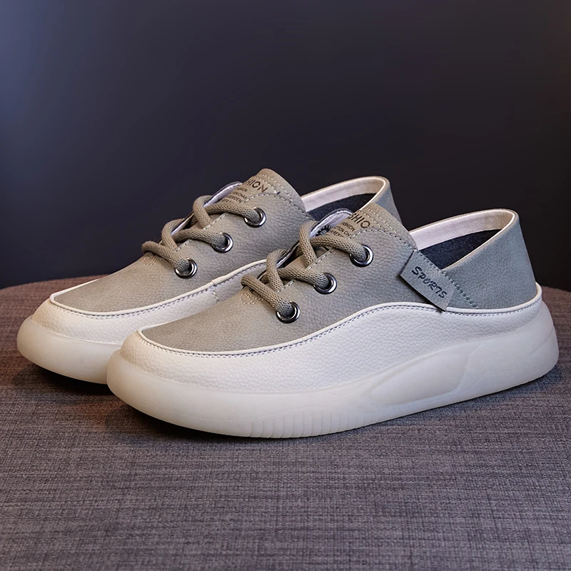 women's white thick soled sneakers 2026 spring summer genuine leather casual trend loafers for girls students plus size 35 43 Women's White Thick-Soled Sneakers 2026 Spring Summer Genuine Leather Casual Trend Loafers for Girls Students Plus Size 35-43 3