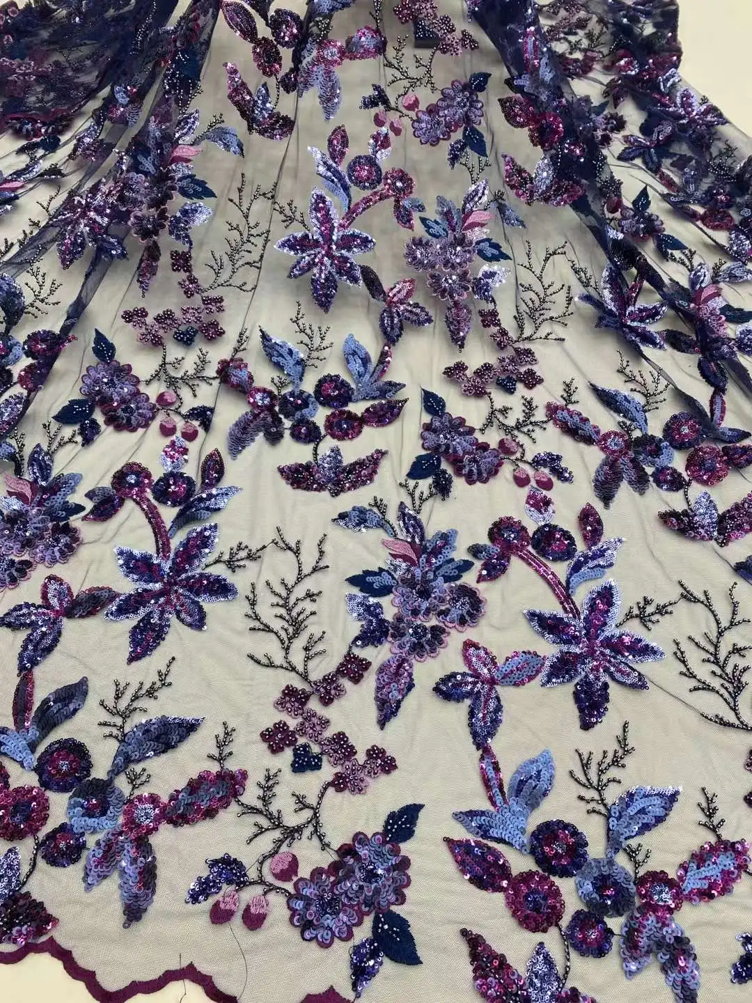 

Новый дизайн, многоцветные блестки, 3D вышивка, ткань из бисера, французская сетчатая Пряжа/африканские блестки, кружева для свадебных платьев