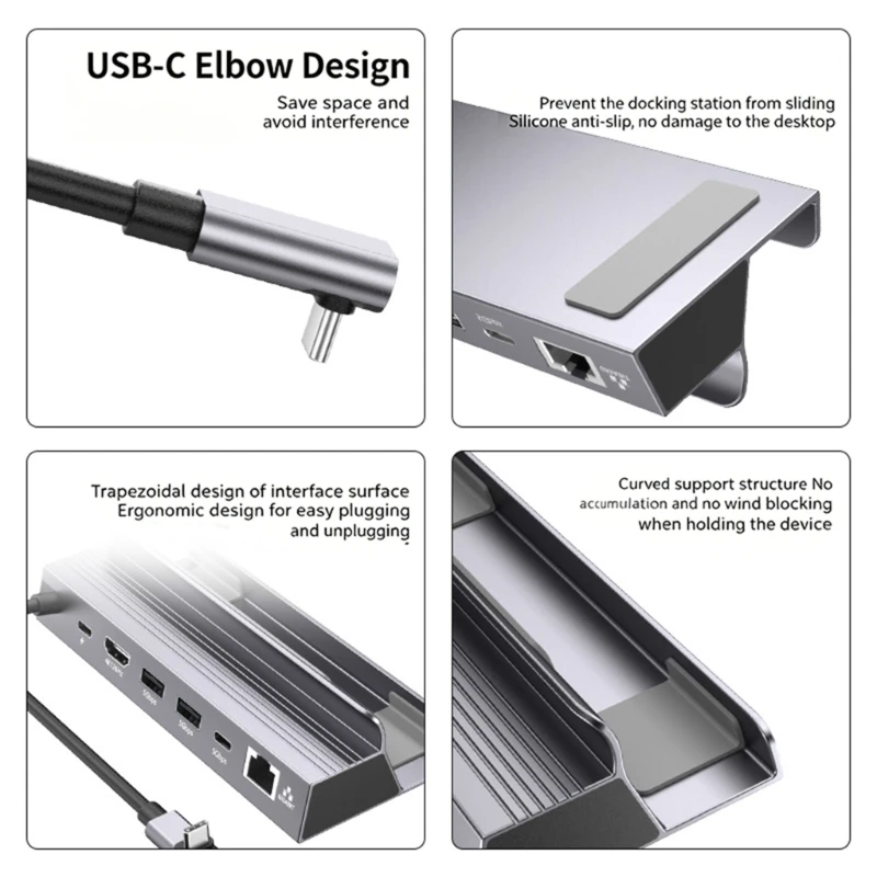 게임 콘솔용 알루미늄 합금 다중 포트 도크 PD100W 고속 충전 어댑터 데스크탑 도킹 스테이션