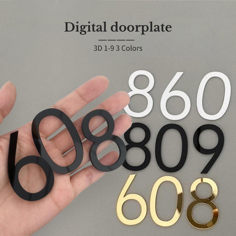 Number Plate Self-adhesive Doorplate Acrylic 3D Numeral Sign Gate Digits Decoration Stickers Label Hotel for Home Accessories