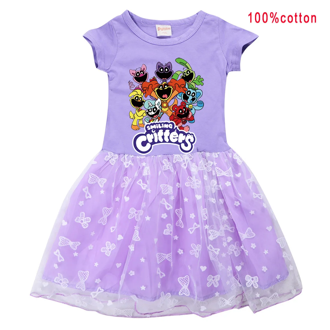 

Summer Smiling Critters Clothes for Baby Girls Lace Princess Dresses Kids Cartoon Cat Nap Birthday Wedding Party Dress