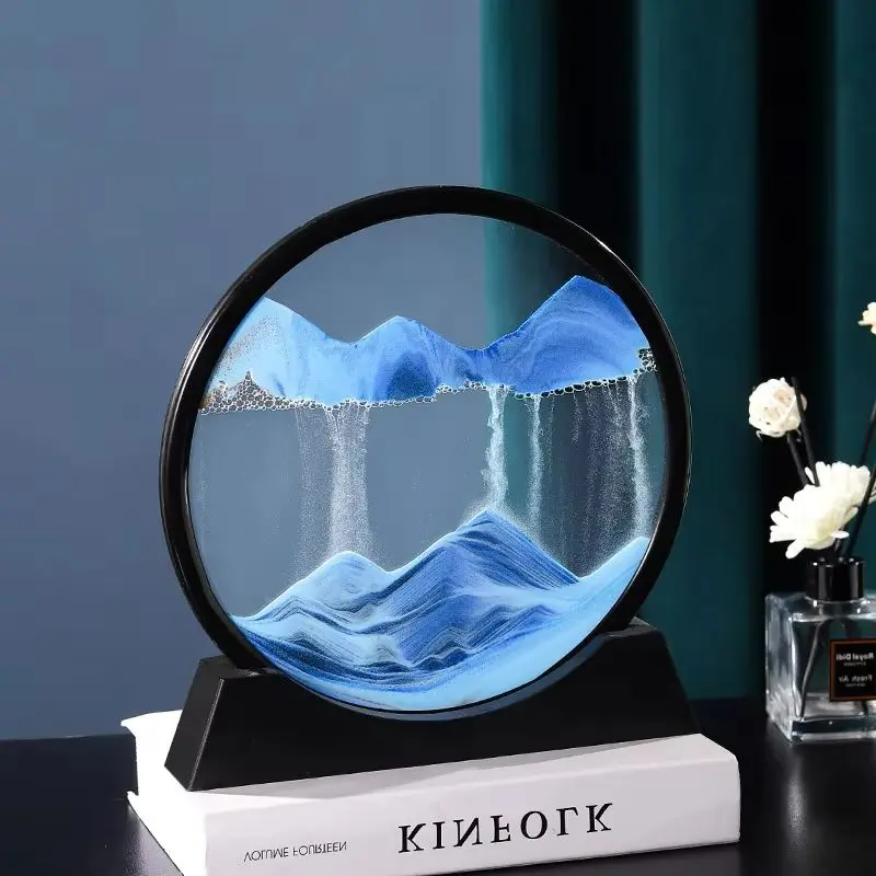 7 Inch 3D Flowing Sand Painting Art Hourglass Mountain View Sports Display Mobile Sand Table Home Decorations