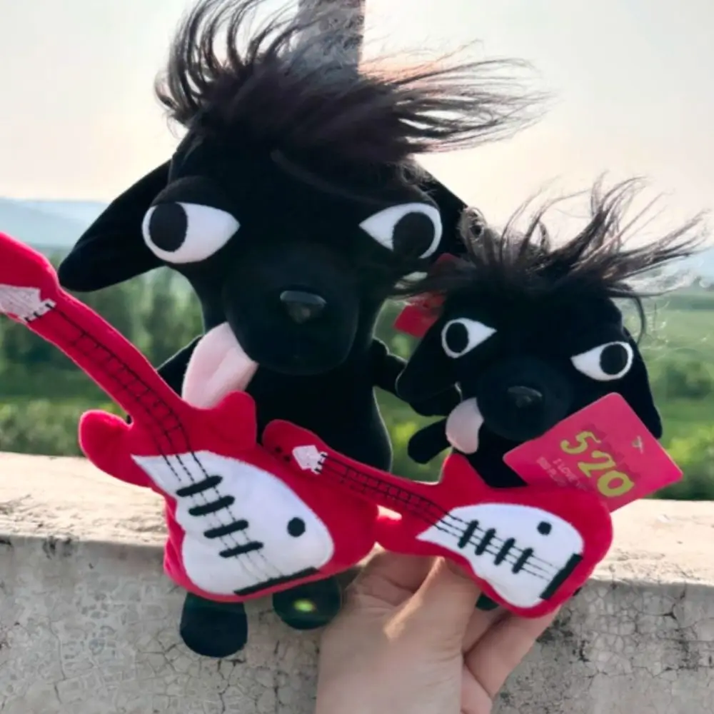 Magnetic Guitar Chihuahua Plush Toy Stuffed Animals Soft Pendant Rock Chihuahua Doll Ugly Cute Realistic Stuffed Chihuahua
