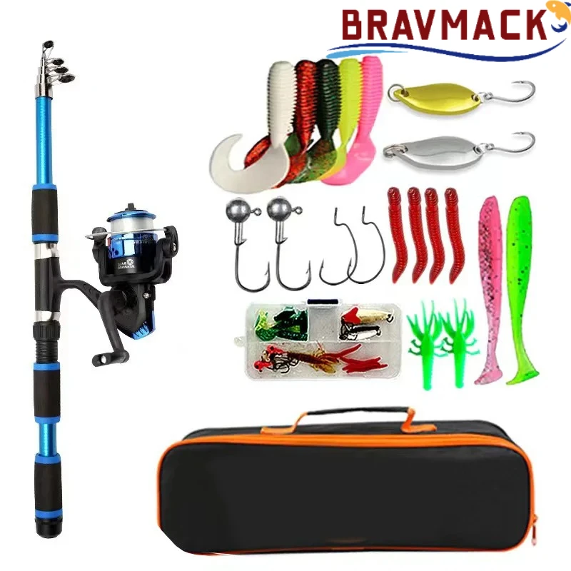 Kit complet pêche télescopique - Canne moulinet spinning appâts harnais voyage débutant