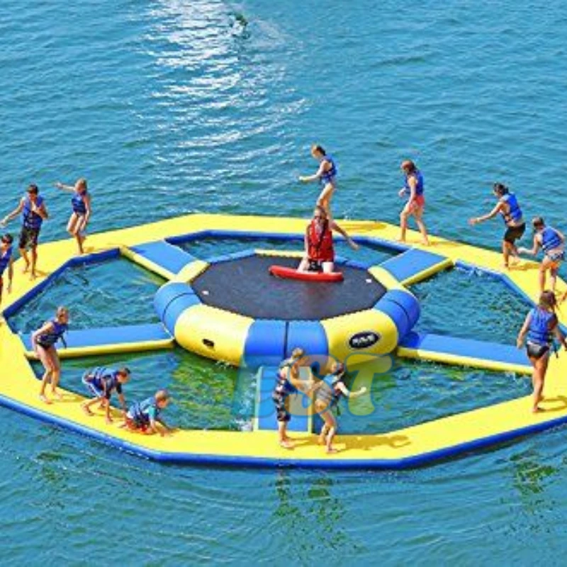 Popular Inflatable Floating Water Jumping Bed Sea Water Park PVC Inflatable Floating Trampoline Water Trampoline For Adult Games 42 inch reliable adult indoor bungee cord jumping rebounder gymnastic fitness mini hexagon trampoline