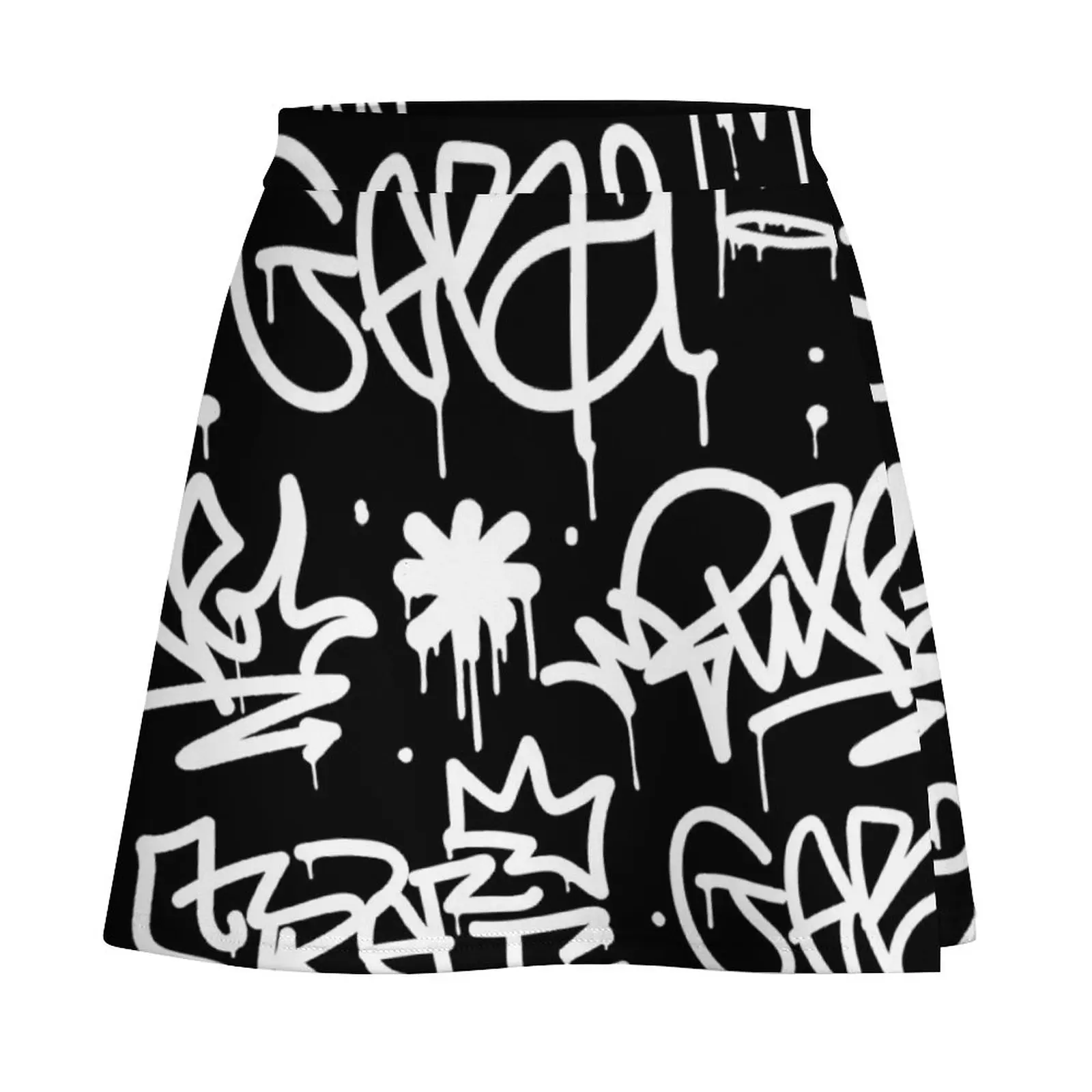 Black and White Graffiti Mini Skirt Short skirts School uniform sexy skirt