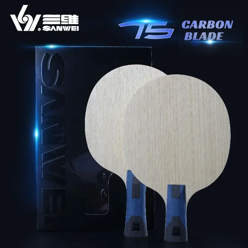 

Original SANWEI 75 ALC Table Tennis Blade Professional 5 Wood 2 Outer ALC Carbon Ping Pong Blade with Original Packing Box