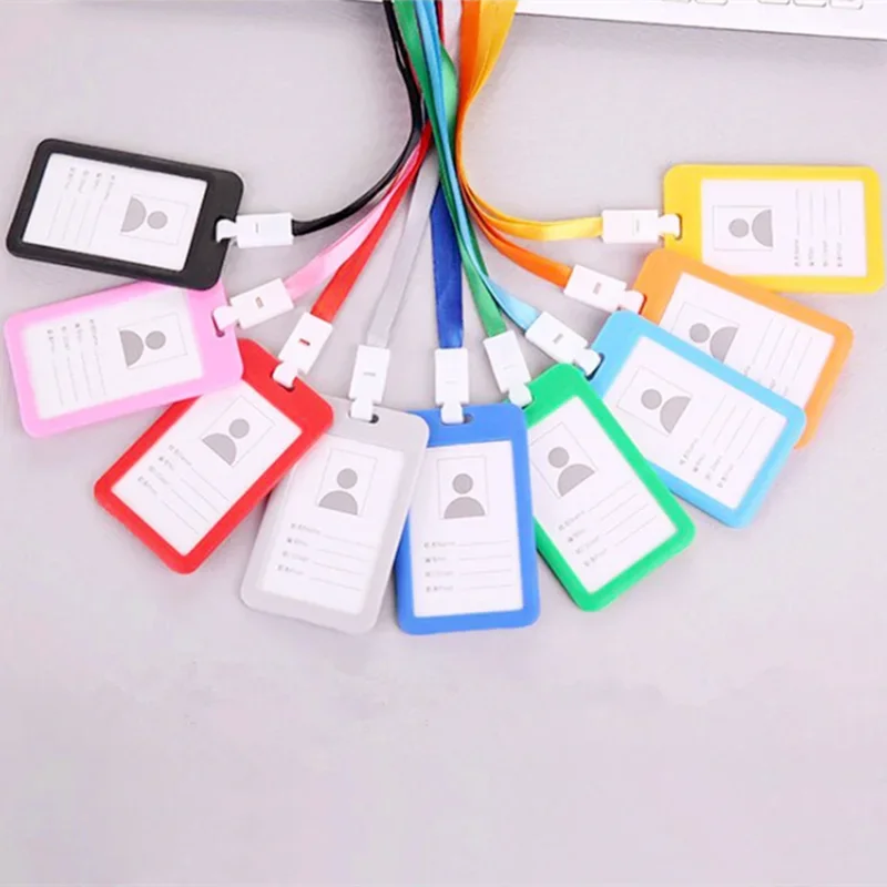Color ID Card Holder Lanyard Badge Holder Name Identification Sleeve Dual Clear Business Exhibit Office school strap Neck Hang