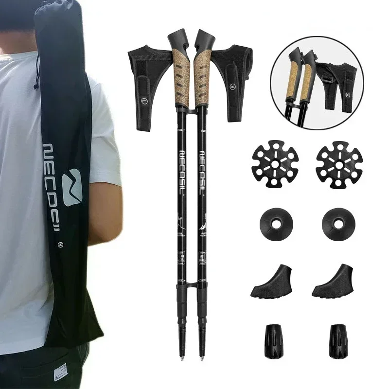 Internal Lock G30 Anti Shock Trekking Poles Nordic Walking Cane Aluminum Telescopic Camping Hiking Poles Crutches 3