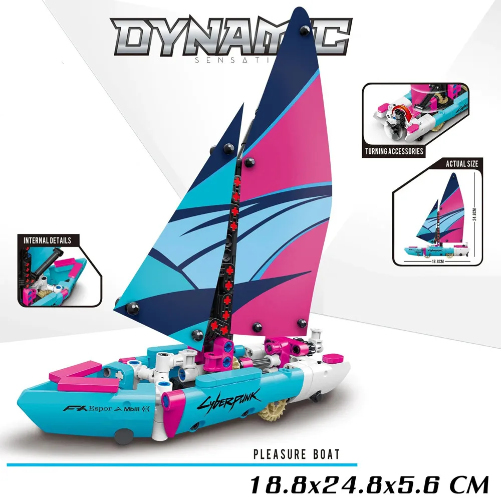 

Technical Sport Racing Yacht City Boat Sailboat Yacht Ship Ideas Model Building Blocks Bricks Diy Toys Gift Kids