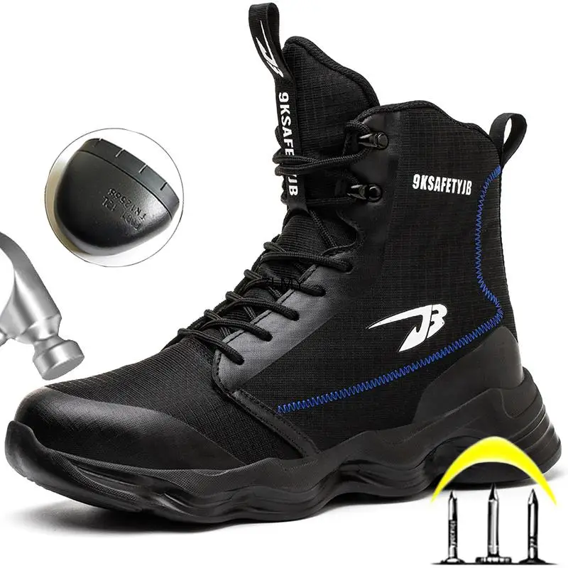 Zapatos de seguridad de alta calidad para hombre, zapatillas ligeras con punta de acero, botas de trabajo antigolpes a prueba de puñaladas, calzado protector de construcción para hombre