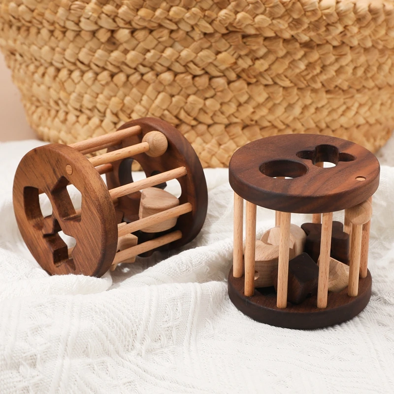 

New Wooden Rattle Montessori Threading Board Toys Toddler Educational Toy 3D Puzzle Game Develop Hands-on Ability Gifts for Kids