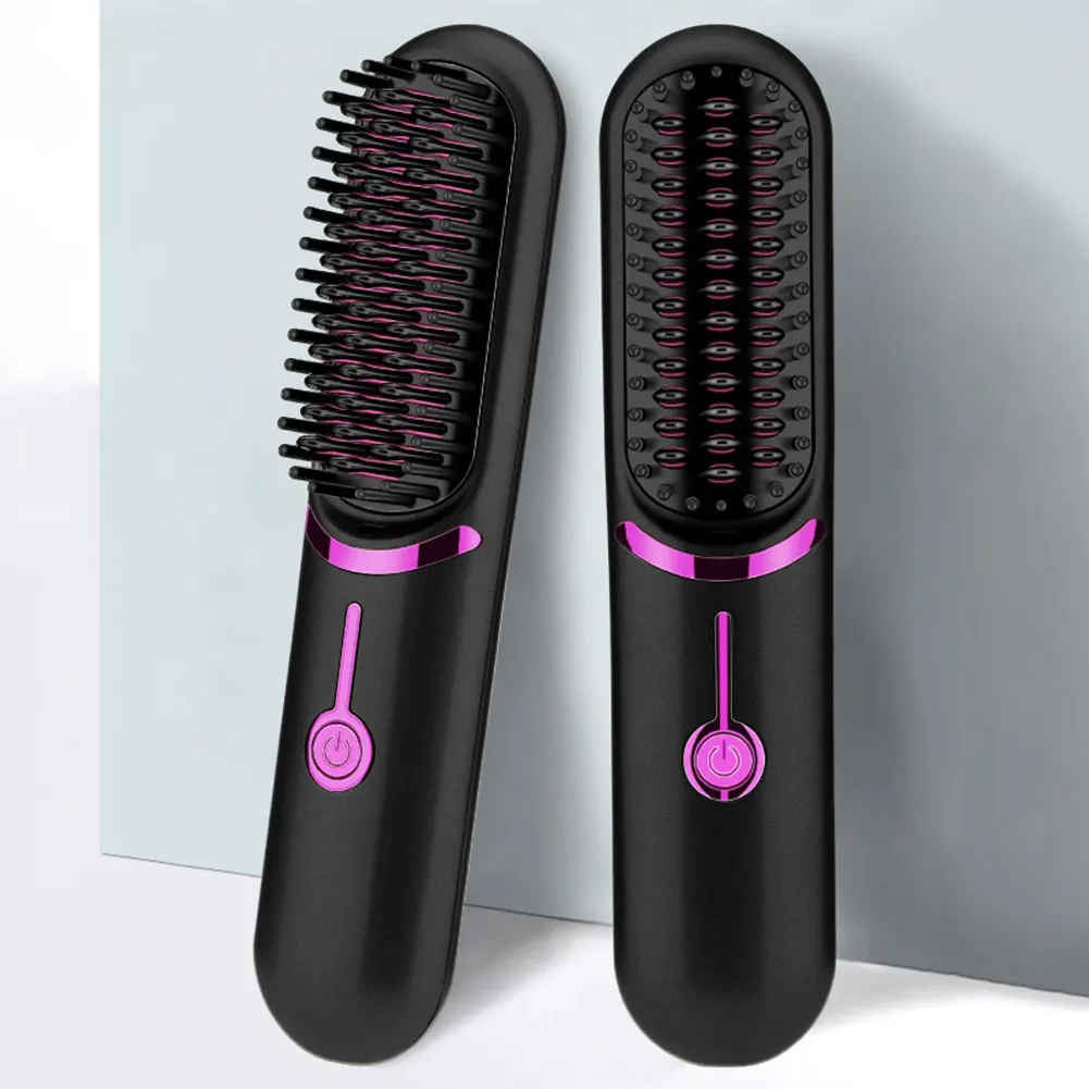 Electric Hot Comb 5200mAh Wireless Straight Hair Comb 3 Temp Setting Hair Straightening Brush Anti-Scalding for Hairstyler Salon