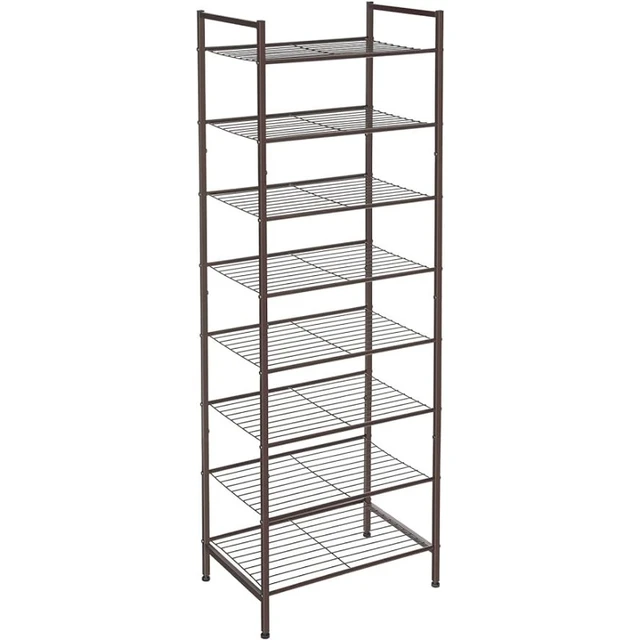 SONGMICS 4 Tier Shoe Rack Metal Stackable Shoes Rack Storage Shelf Holds up  to 20 Pairs Shoes Adjustable Slanted Shelves Shoe Tower Organizer for