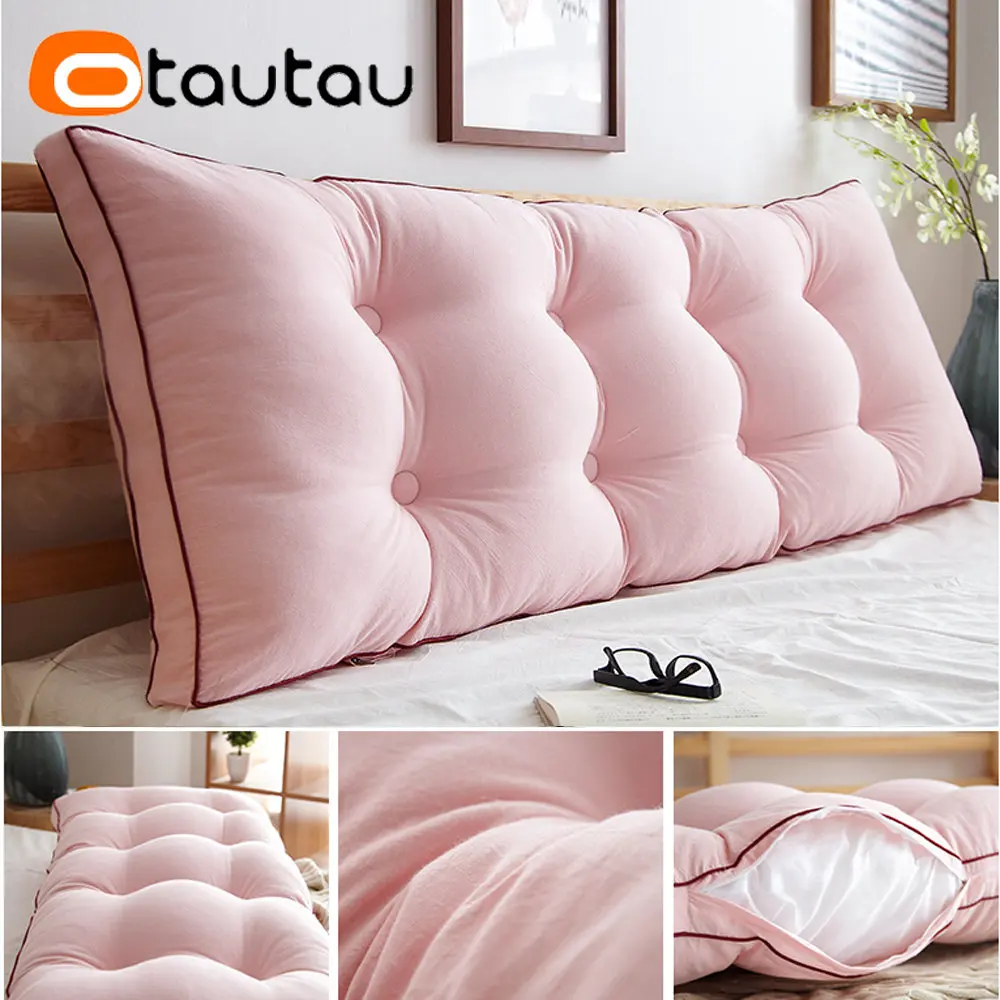 OTAUTAU 100% 순수 코튼 침대 쿠션(필링 헤드보드 시트 백 쿠션 등받이 롱 바디 베개 홈 장식 세탁 가능)