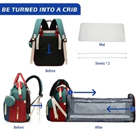 3 in 1 Diaper Bag Backpack with Foldable Baby Bed USB