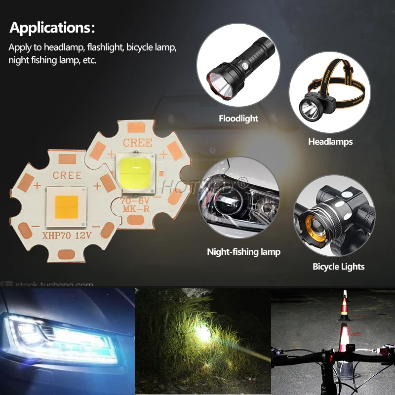 Оригинальный CREE XHP70.3 третьего поколения 6 в 12 В 45 Вт HI HD холодный теплый белый SMD 7070 с DTP медный MCPCB DIY фонарик (art.: 3920bcc525ca3) - 3920bcc525ca3