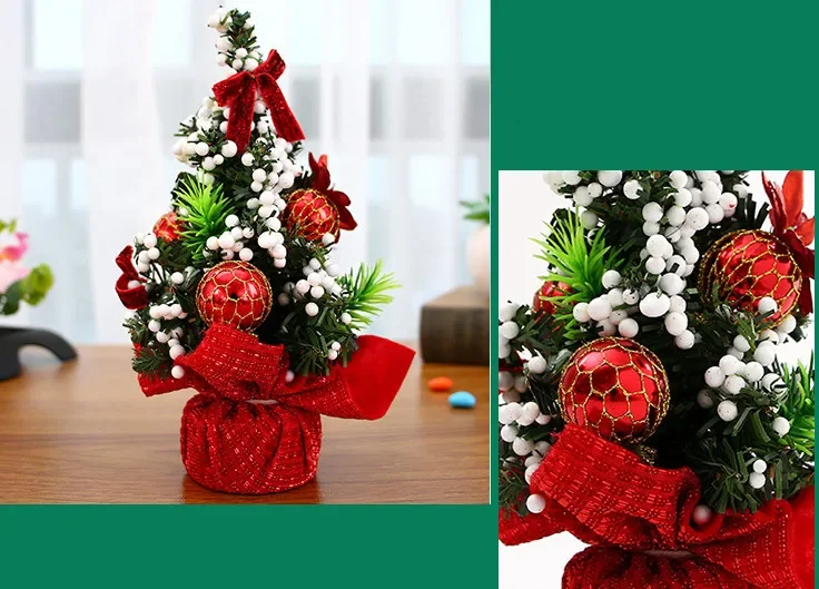 Artificial Tabletop Mini Christmas Tree 20cm Table Decor Winter Christmas Holiday Miniature Decor for Christmas Decoration