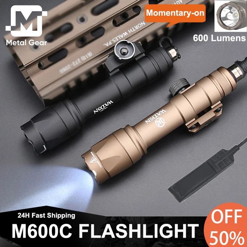 

Airsoft M600C Flashlight Metal 600Lumens Tactical Hunting Scout Light Wadsn Remote Bright Spotlight Momentary Switch Set M600c