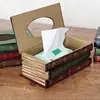 Retro Wood Book Shape Tissue Box Rectangle Napkin Paper Holder Storage Case Tissue Holder Container Home Living Room Decoration 2